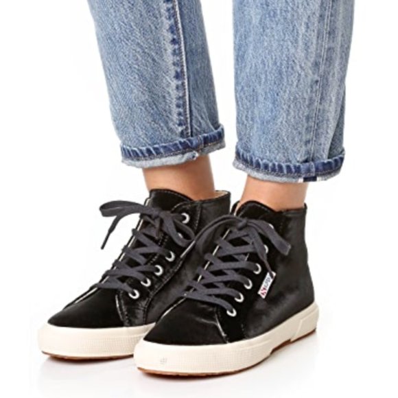 Black Velvet High Top Supergas - Picture 1 of 4